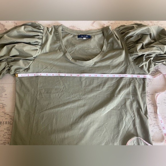 🆕Trish Scully Olive Puff Sleeve Top Size XL NWOT - Picture 4 of 5